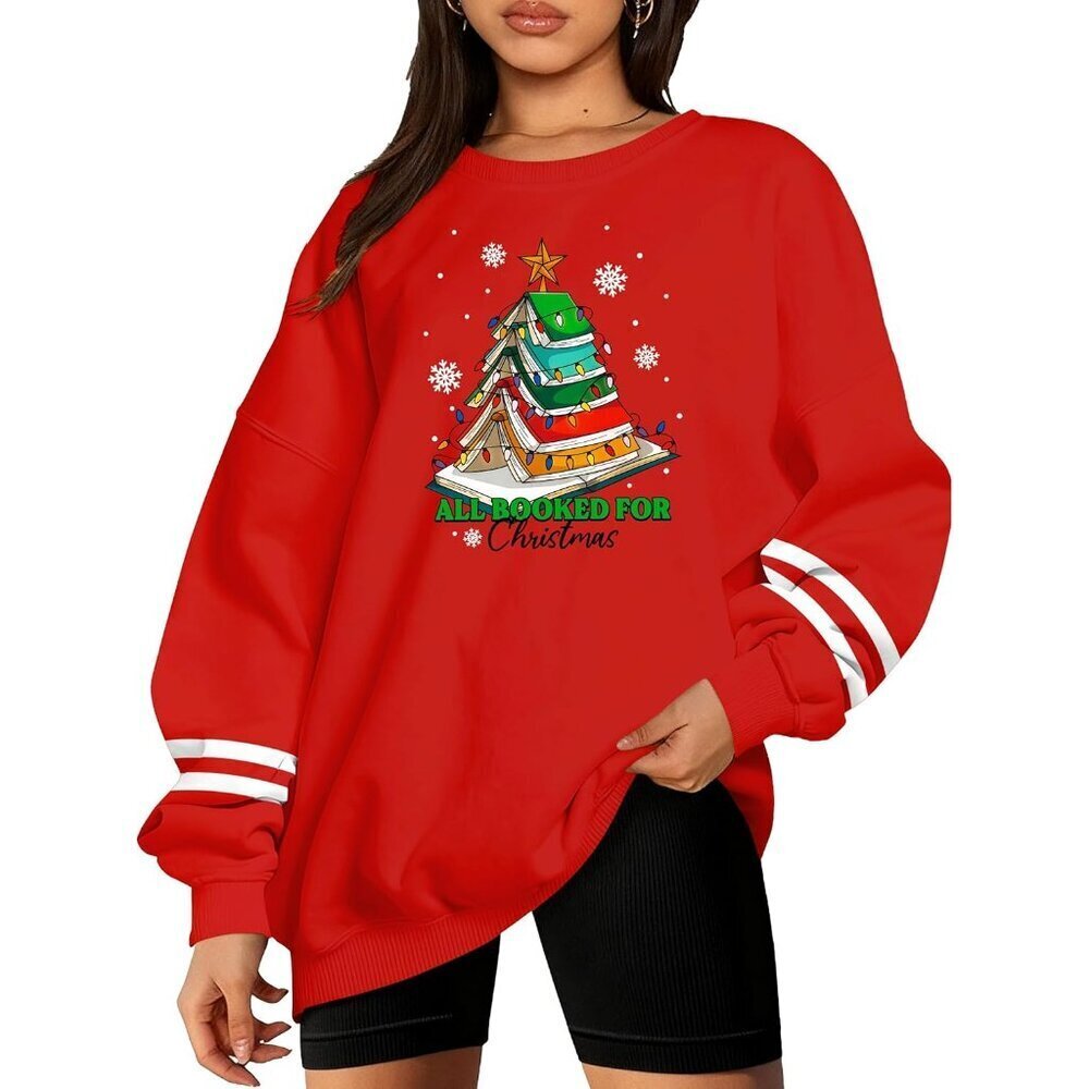 Women's Christmas Turkey Print Long Sleeve Top Cozy Festive Holiday Shirt